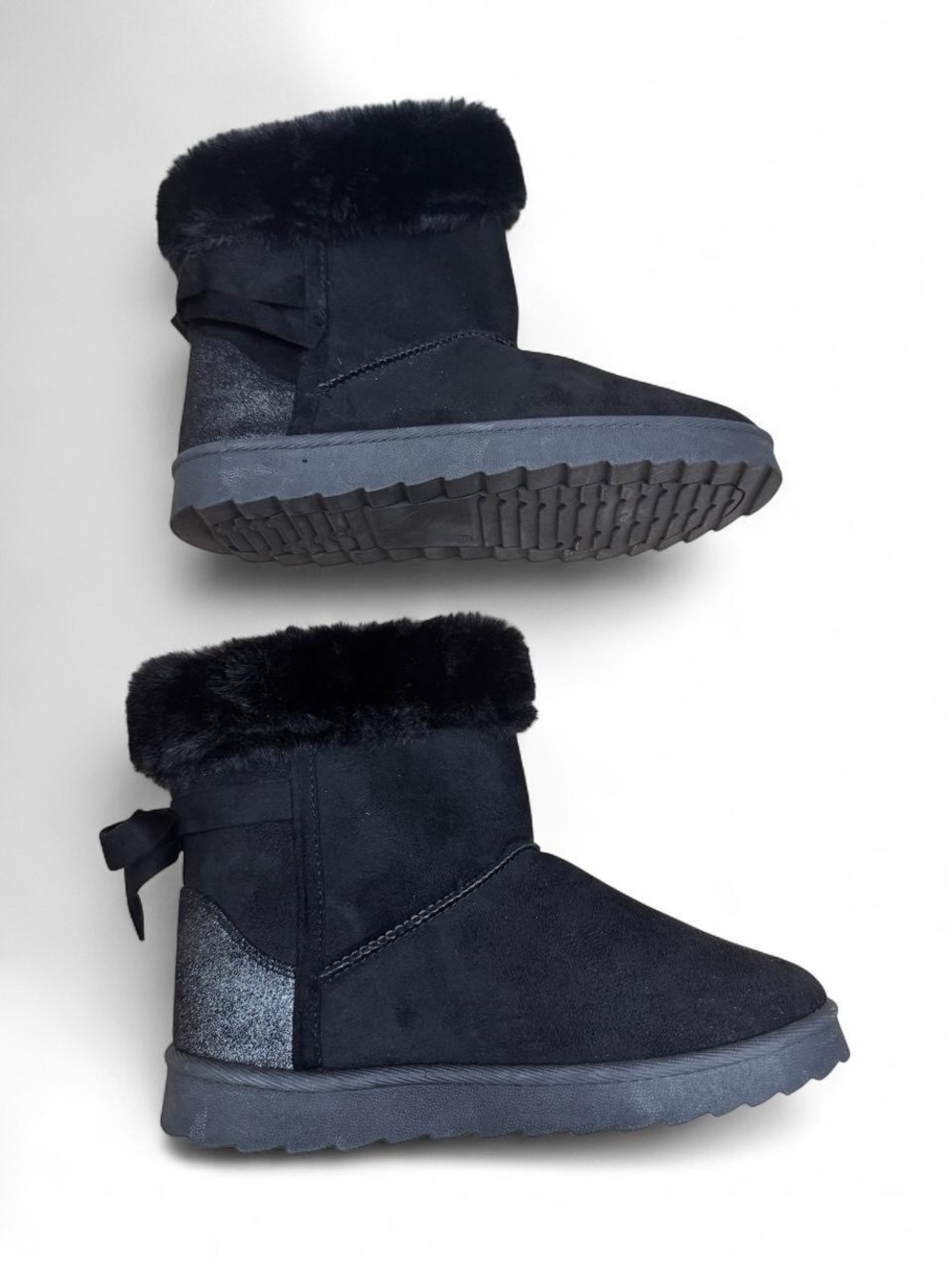 Women's Black Faux-Fur Plush Ankle Booties - Cozy Slip-On Style